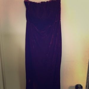 Lulus Burgundy Strapless Velvet dress